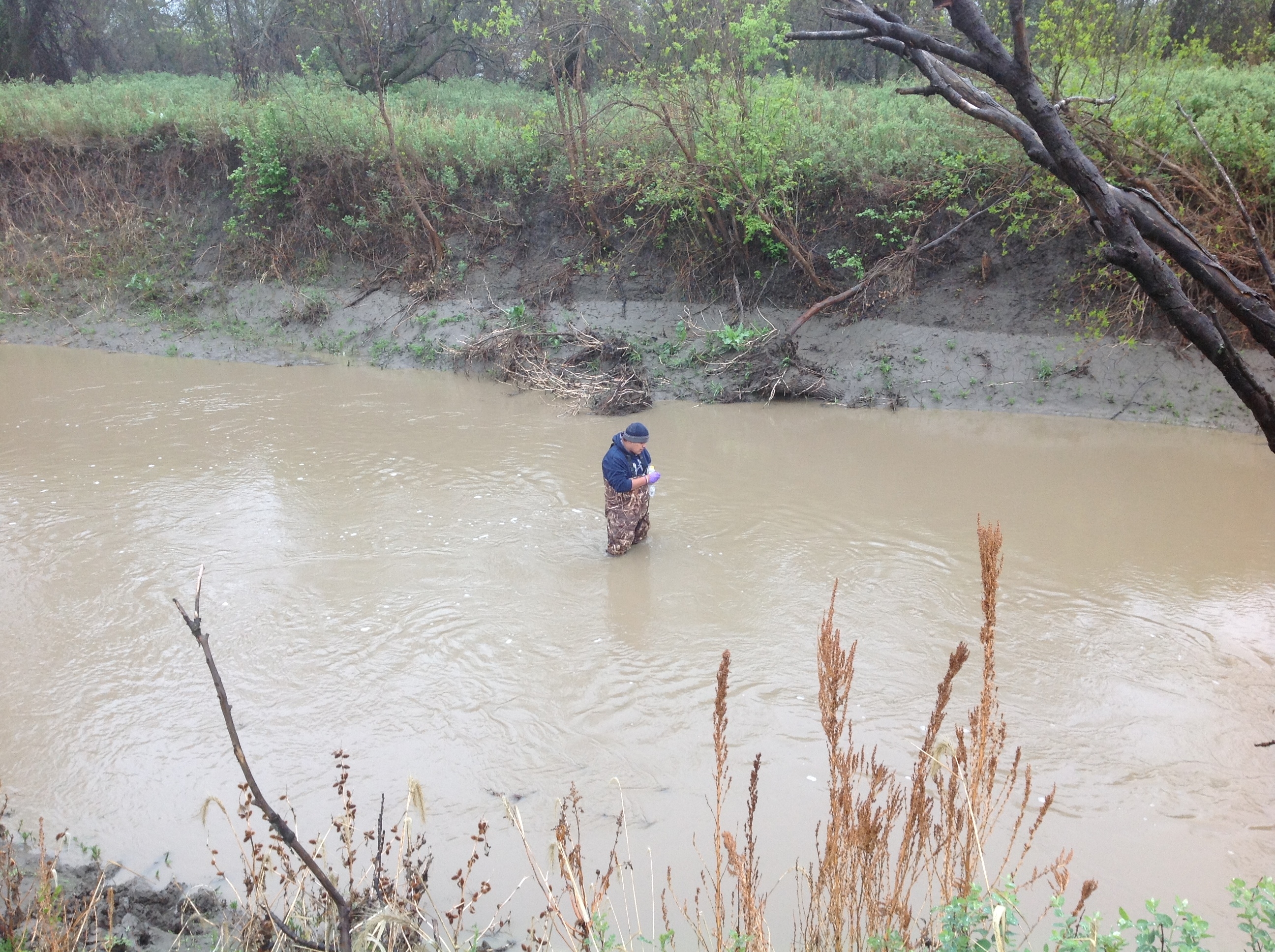 DJ Middletent taking river water sample