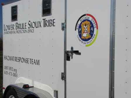 Logo on the side of the hazmat trailer